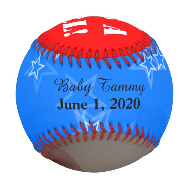 It's a Girl Red White Blue Photo Baseball (Front)