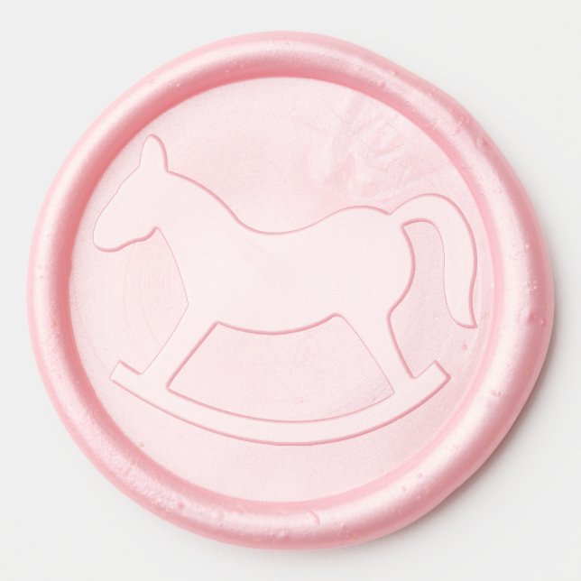 It's a Girl rocking horse wax seal stickers (Front)
