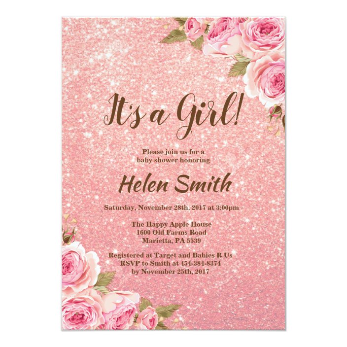 pink floral baby shower invitations