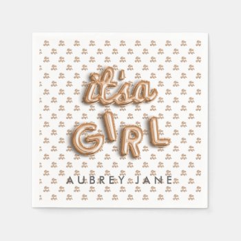 Its A Girl! Rose Gold Napkin by Stacy_Cooke_Art at Zazzle