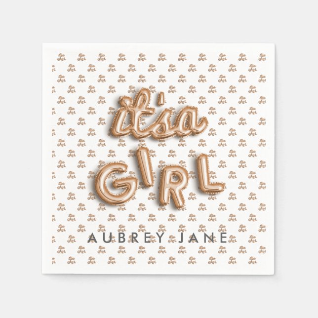 ITS a girl! Rose gold NAPKIN (Front)