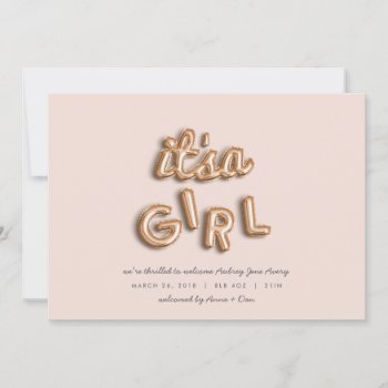 Its A Girl! Rose Gold/pink Announcement by Stacy_Cooke_Art at Zazzle