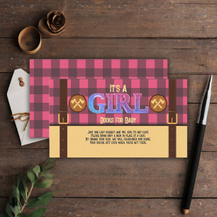 It's a girl Rustic Lumberjack Flannel Baby Shower Enclosure Card