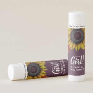 It's A Girl Rustic Sunflower Baby Shower Favor Lip Balm