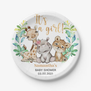 It's a Girl! Safari Baby Shower Paper Plates