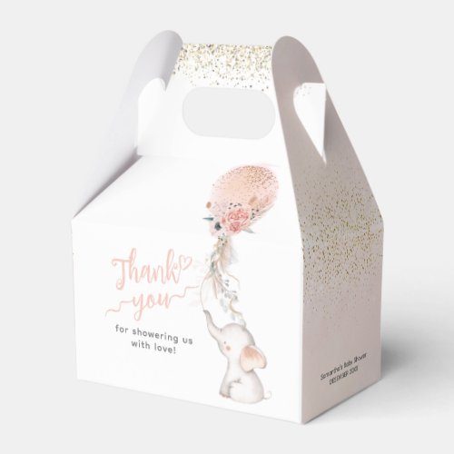 Its a Girl Simple Elephant  Balloon Baby Shower  Favor Boxes