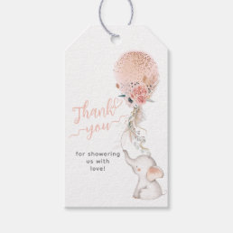 It&#39;s a Girl Simple Elephant &amp; Balloon Baby Shower  Gift Tags