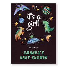 It's a Girl Space Dinosaur Galaxy Baby Shower
