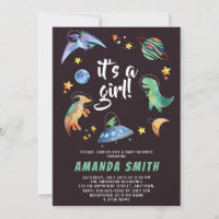 It's a Girl Space Dinosaur Galaxy Baby Shower