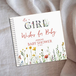It's a Girl Spring Flowers Shower Wishes for Baby Notebook