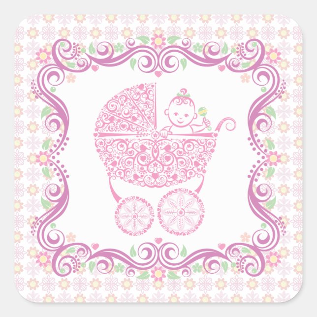 It's a Girl! Square Sticker (Front)