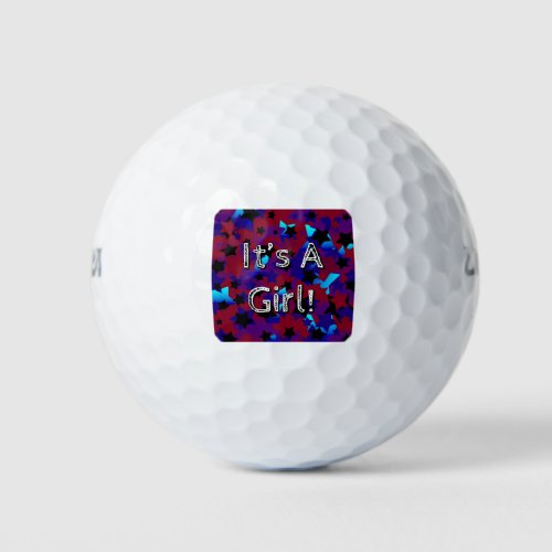 Its A Girl Stars In Dark Red and Blues Golf Balls