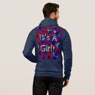 It's A Girl! Stars In Dark Red and Blues Hoodie