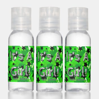 It's A Girl! Stars In Greens Hand Sanitizer by BlakCircleGirl at Zazzle