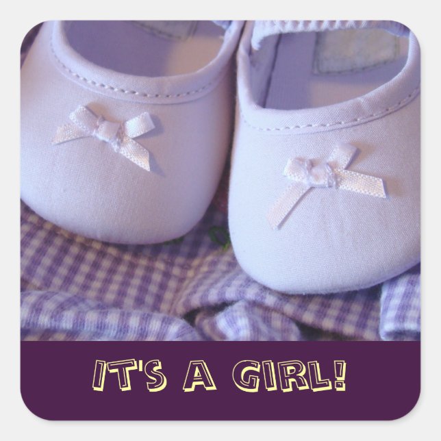 It's a Girl! stickers Lavender Baby Booties shoes (Front)