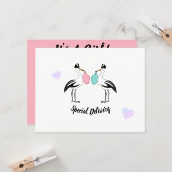 It's A Girl Stork Delivery Baby Shower Sprinkle Invitation by Ohhhhilovethat at Zazzle