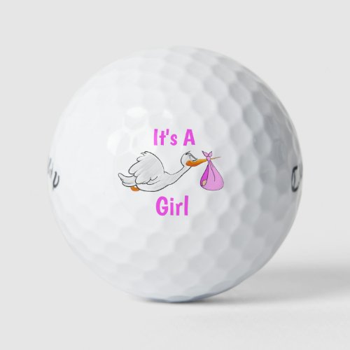 Its A Girl Stork Golf Balls