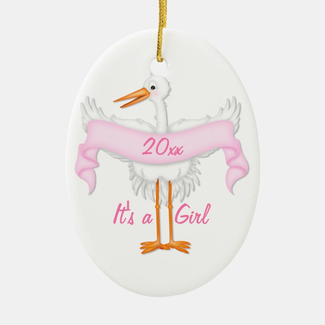 It's A Girl Stork Ornament (Front)