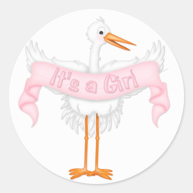 It's a Girl Stork Sticker (Front)