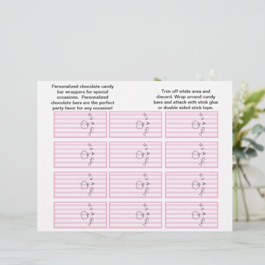 It's A Girl Striped Candybar Wrapper (Standing Front)