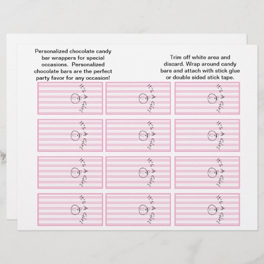 It's A Girl Striped Candybar Wrapper (Front/Back)