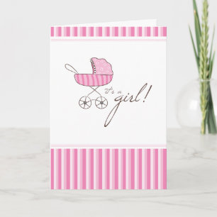 It's A Girl Stroller Baby Shower Invitation Card