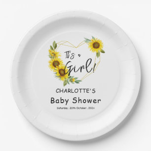 It's a Girl! Sunflowers Frame Baby Shower Paper Plates