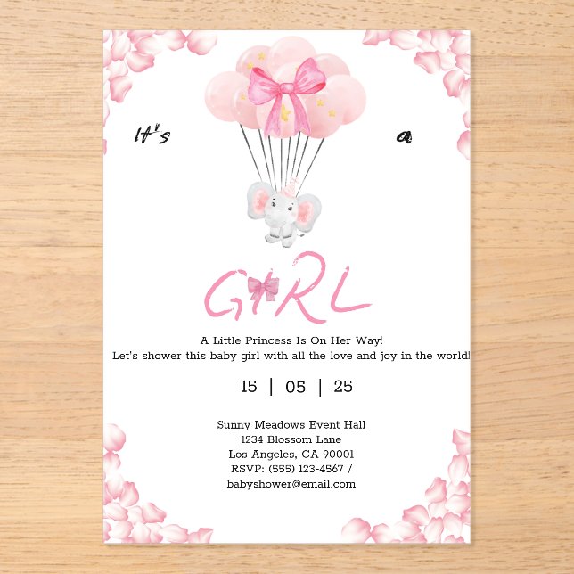 its a girl.sweet babyshower acrylic invitations (Front)