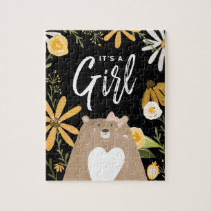 It's A Girl - Sweet Honey Bee & Bear Wildflowers Jigsaw Puzzle
