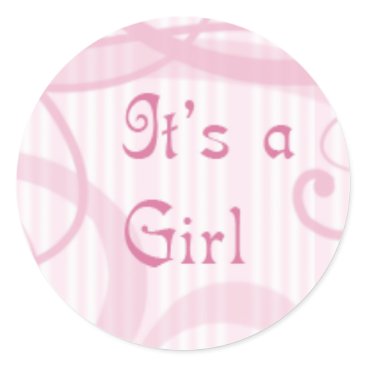 It's a girl -swirly classic round sticker