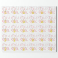 TEDDY BEAR Pink Birthday Wrapping Paper Roll