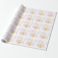 TEDDY BEAR Pink Birthday Wrapping Paper Roll