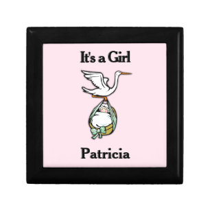 It's a Girl the Stork is Bringing Add Custom Name Jewelry Box