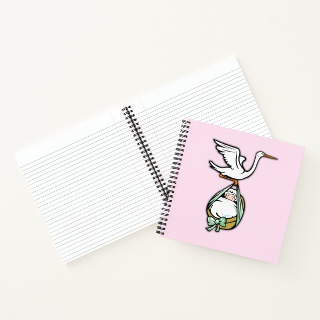 It's a Girl the Stork is Bringing on a pink licens Notebook (Inside)