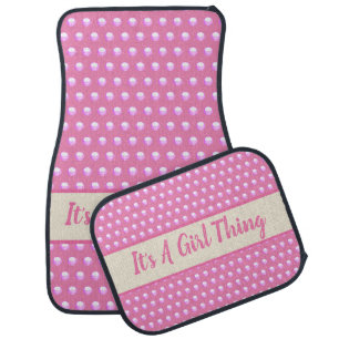 Its A Girl Thing Pink Bright Polka Dots Girly Car Floor Mat