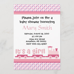 "It's A Girl!"  Toy Train Baby Shower Invitation