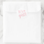 It's A Girl Trendy Script in Pink Classic Round Sticker | Zazzle