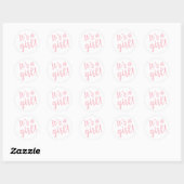 It's A Girl Trendy Script in Pink Classic Round Sticker | Zazzle