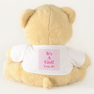 It's a Girl Twins Pink Teddy Bear