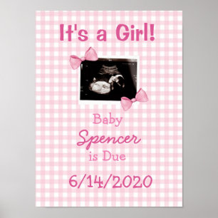 It's a Girl, Ultrasound Baby Announcement Poster