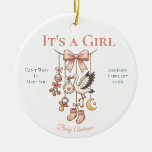 Its a Girl Ultrasound Pregnancy Announcement Baby Ceramic Ornament