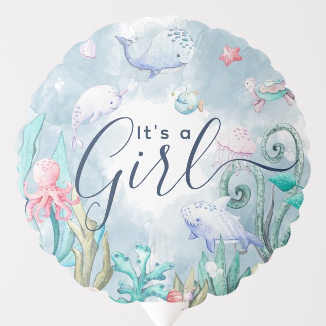 It's a Girl Under the Sea New Baby Balloon (Front)