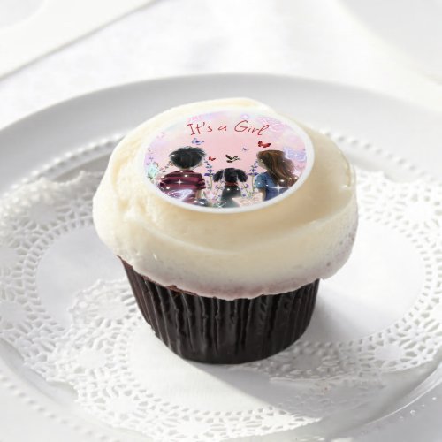  Its a Girl Watercolor Edible Frosting Rounds