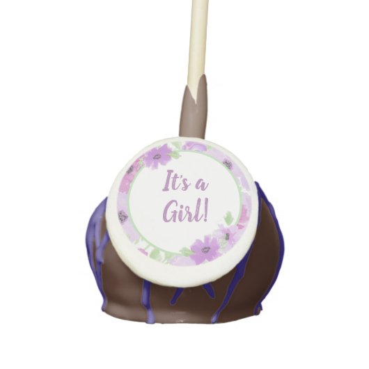 It's a Girl! Watercolor Floral Baby Shower Cake Pops (Front)
