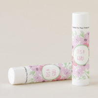 It's a Girl, Watercolor Floral Baby Shower Lip Balm