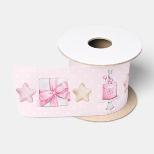 It's a Girl! Watercolor Pink Clipart Baby Shower Satin Ribbon