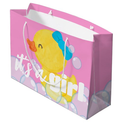 Its a Girl Watercolor Rubber Ducky Large Gift Bag