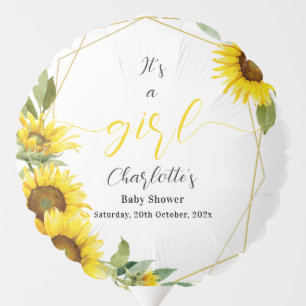 It's a Girl! Watercolor Sunflower Baby Shower Balloon