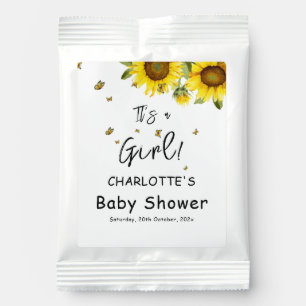 It's a Girl! Watercolor Sunflowers and Butterflies Hot Chocolate Drink Mix