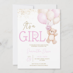 It's a Girl We Can Bearly Wait Baby Shower Invitation